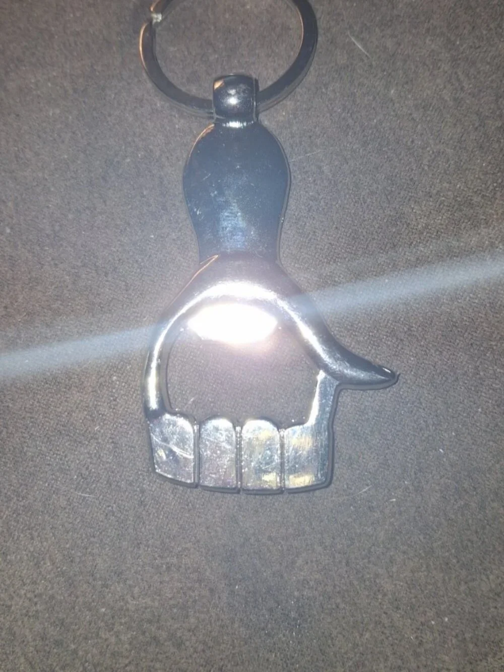 Stainless Steel Bottle Opener Keychain Fist Thumbs Up Silver Tone